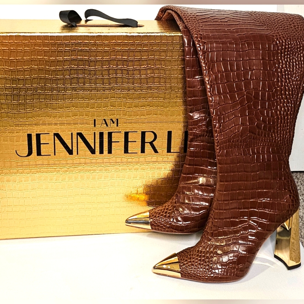 NWB -I Am Jennifer Lee Vendetta Croc Thigh High 👢 Boots!🔥